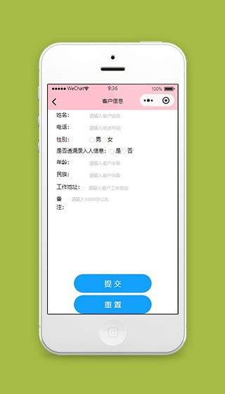 客户管理微信小程序客户信息页面模板下载