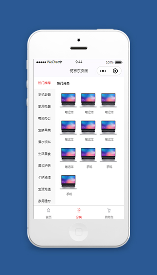 仿京东商城列表页小程序模板源码下载