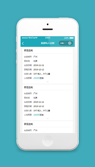 旅行定制小程序订单页模板下载